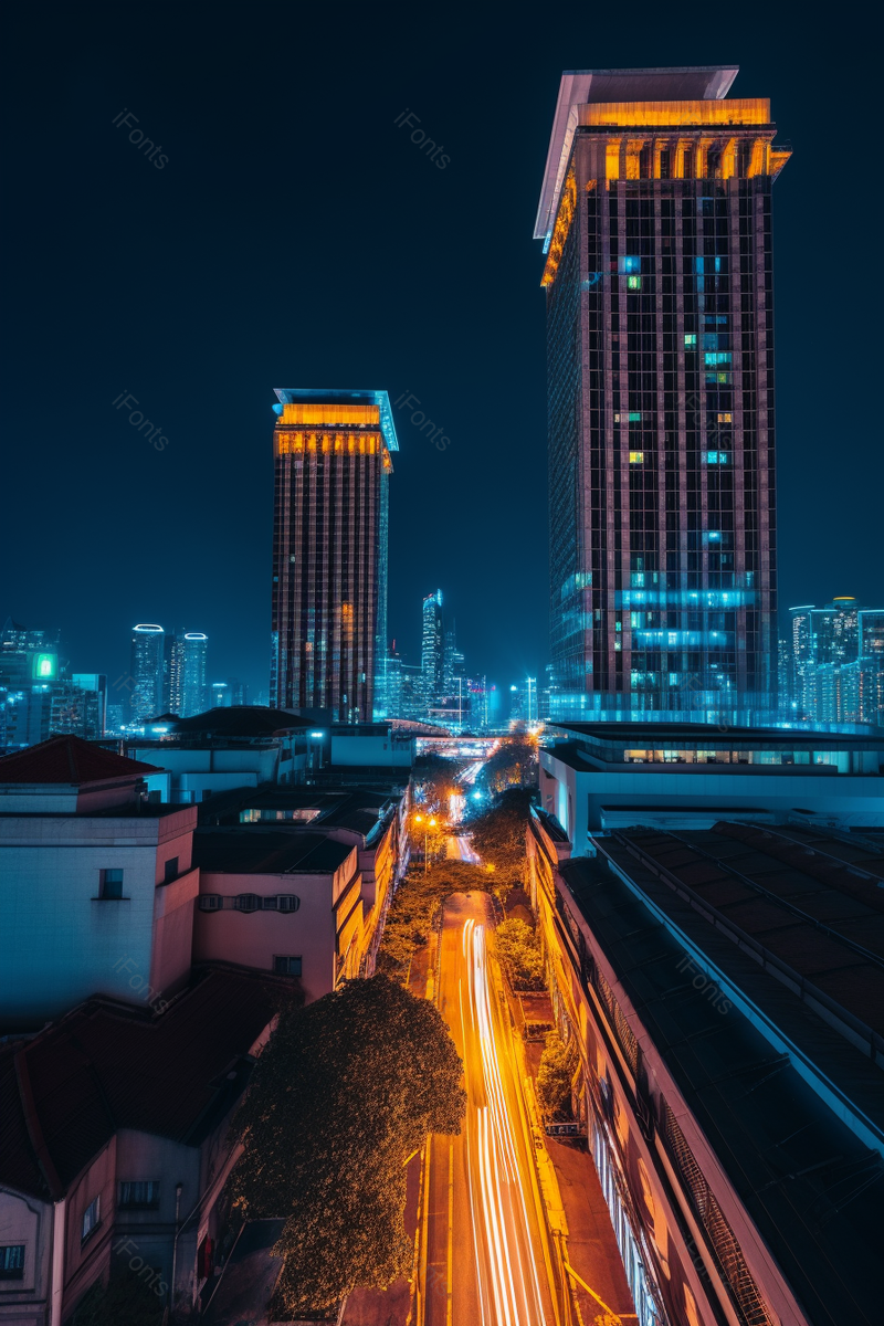 实拍蓝色城市夜景车流光摄影背景,高清,摄影图,摄影图片,图片大全,摄影图免费下载